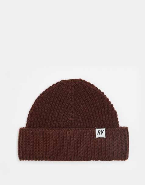Reclaimed Vintage unisex waffle beanie in chocolate brown - view 1