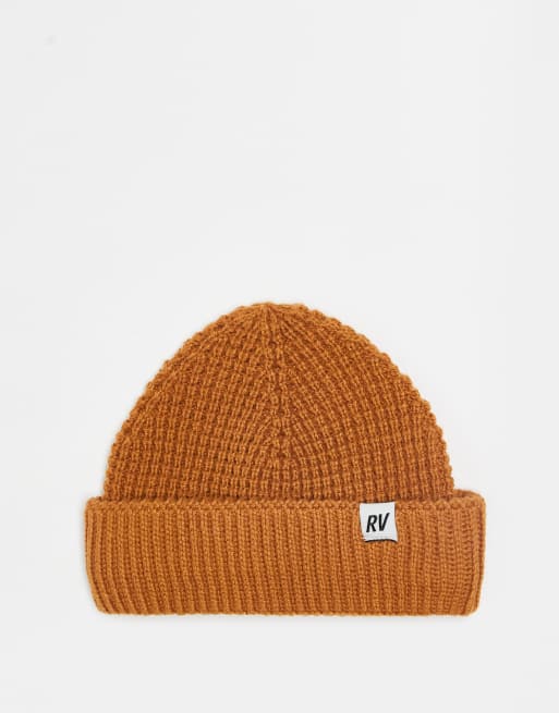 Reclaimed Vintage unisex waffle beanie in ochre yellow
