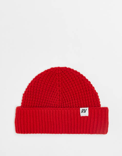 Reclaimed Vintage unisex waffle beanie in red - view 1