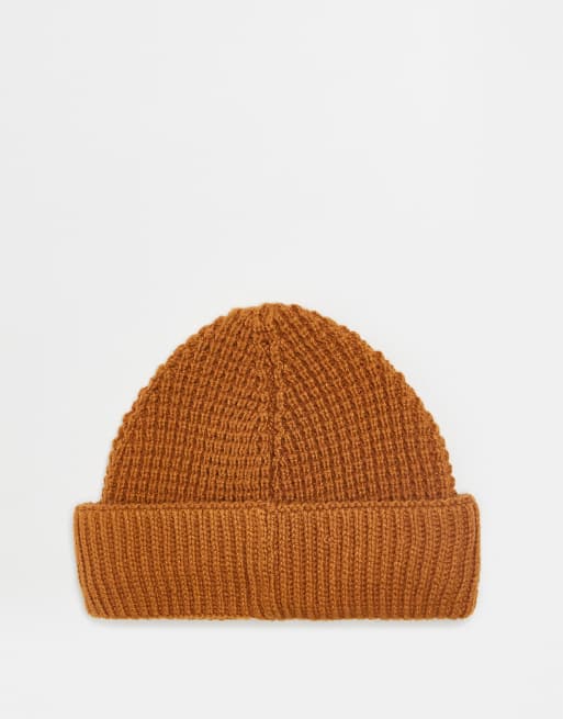 Reclaimed Vintage unisex waffle beanie in rust, 3 of 3