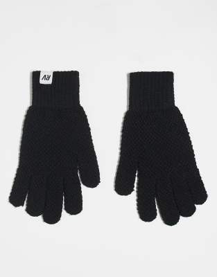 Reclaimed Vintage Unisex Waffle Gloves In Black - Part Of A Set