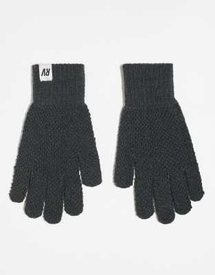 Reclaimed Vintage Unisex Waffle Gloves In Charcoal - Part Of A Set-gray In Black