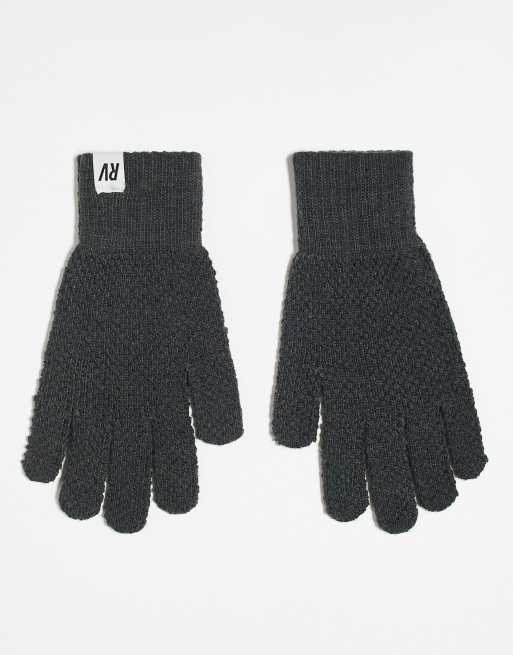 Reclaimed Vintage unisex waffle gloves in charcoal (part of a set)