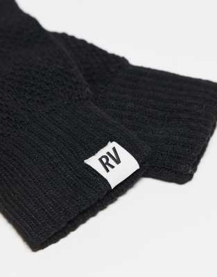 Reclaimed Vintage Unisex Waffle Gloves With Touchscreen Tips In Black
