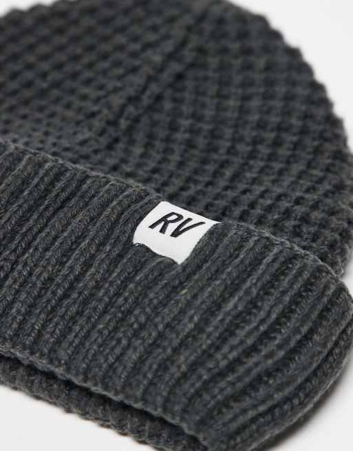 Reclaimed Vintage Unisex waffle knit beanie in charcoal, 2 of 3