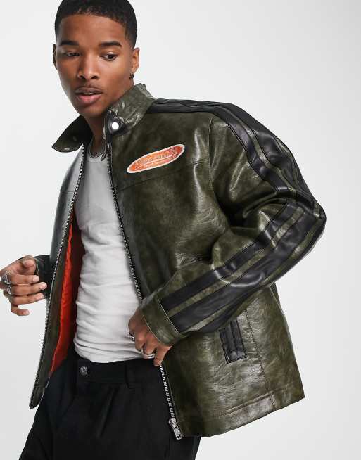 Reclaimed Vintage Leather Biker Jacket With Floral Collar, $271, Asos