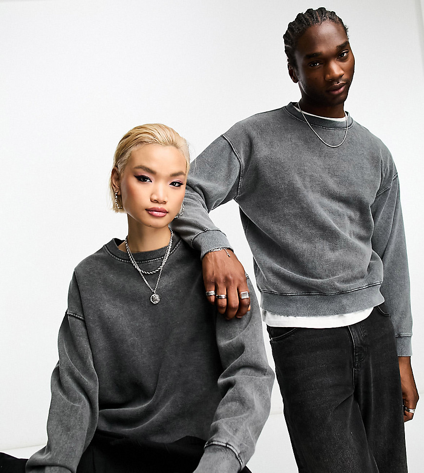 Reclaimed Vintage unisex washed sweatshirt in charcoal-Grey