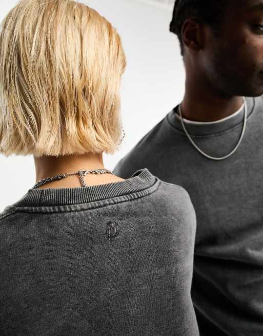 Reclaimed Vintage unisex washed sweatshirt in charcoal ASOS