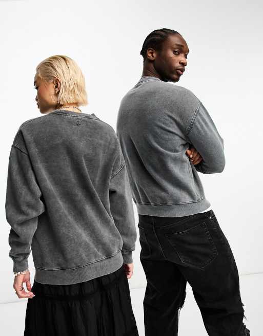 Reclaimed Vintage unisex washed sweatshirt in charcoal