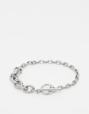 Reclaimed Vintage - Unisex - Wasserfestes Armband aus Edelstahl in Silberoptik mit T-Steg und Kettengliedern in geschmol...
