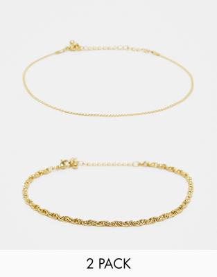 Reclaimed Vintage Reclaimed Vintage unisex waterproof stainless steel anklets in gold