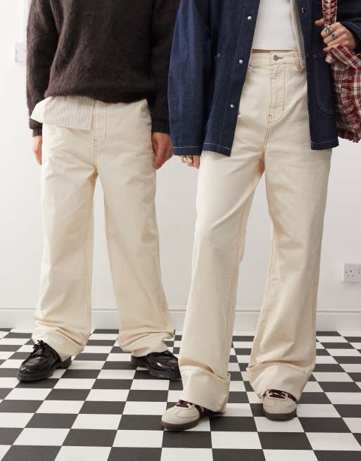 Reclaimed Vintage unisex western baggy dad jeans in ecru 