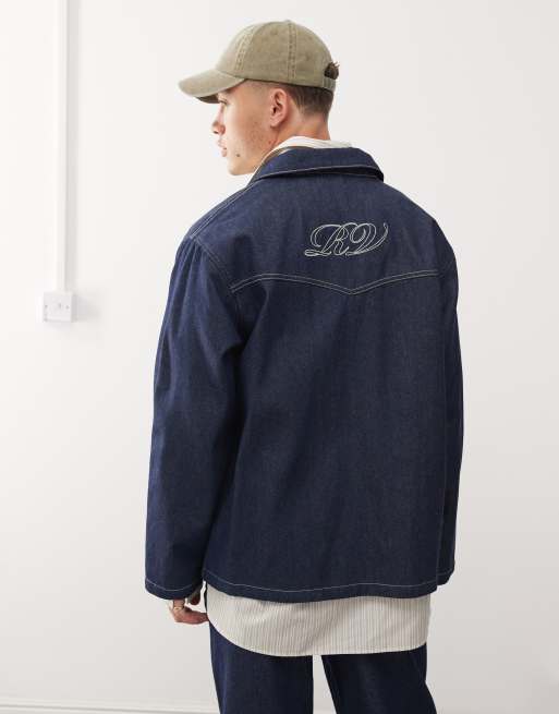 Reclaimed Vintage unisex western shacket in clean indigo co-ord, 2 of 4