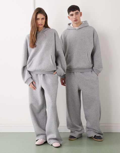 Reclaimed Vintage unisex heavyweight wide leg jogger in grey marl