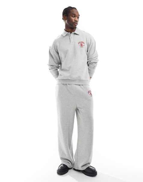 Stradivarius wide-legged track pants in grey