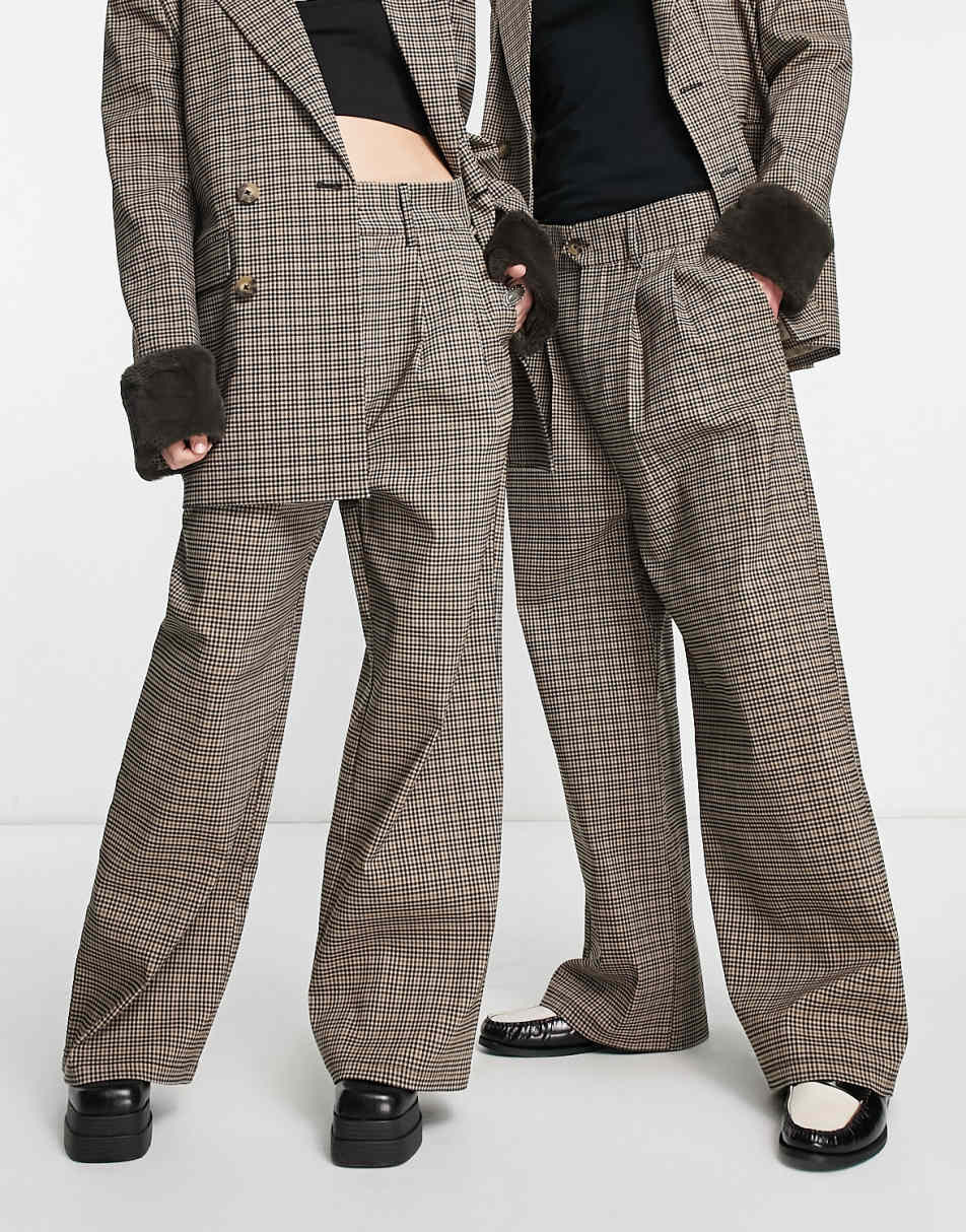 Reclaimed Vintage unisex wide leg trousers co-ord in check