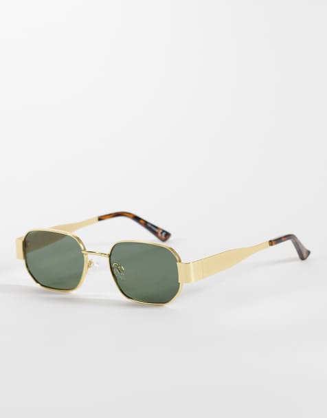 Reclaimed Vintage unisex wire frame sunglasses with built up sides in gold