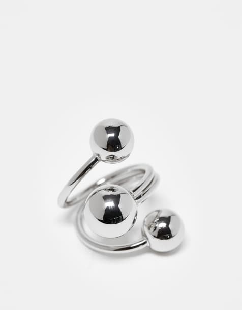 Reclaimed Vintage unisex wrap around ring in silver - view 1