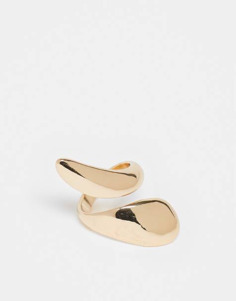 Reclaimed Vintage unisex wraparound ring in gold - view 1