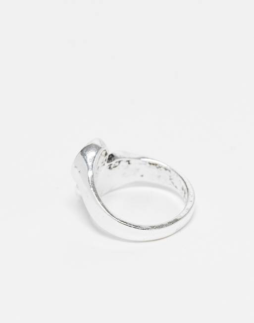 Reclaimed Vintage unisex wraparound ring with faux brown stone in burnished silver