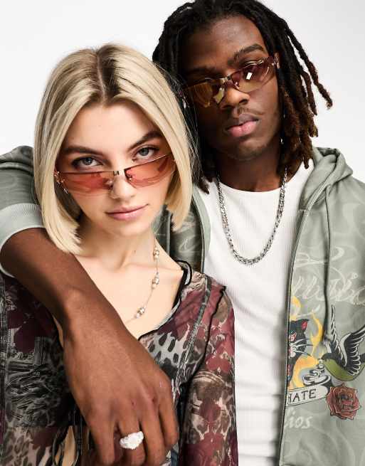 Reclaimed Vintage unisex y2k visor sunglasses in pink ASOS