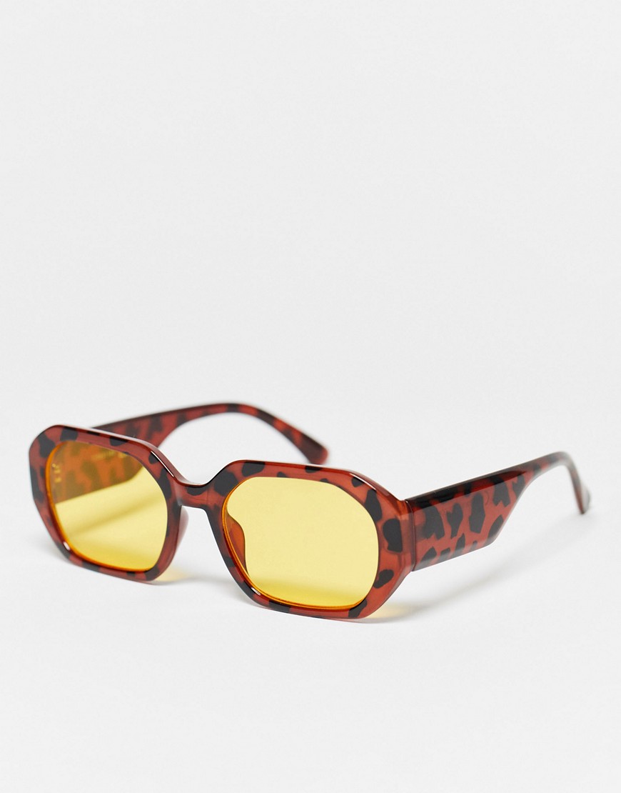 Reclaimed Vintage unisex yellow lens sunglasses in brown tort