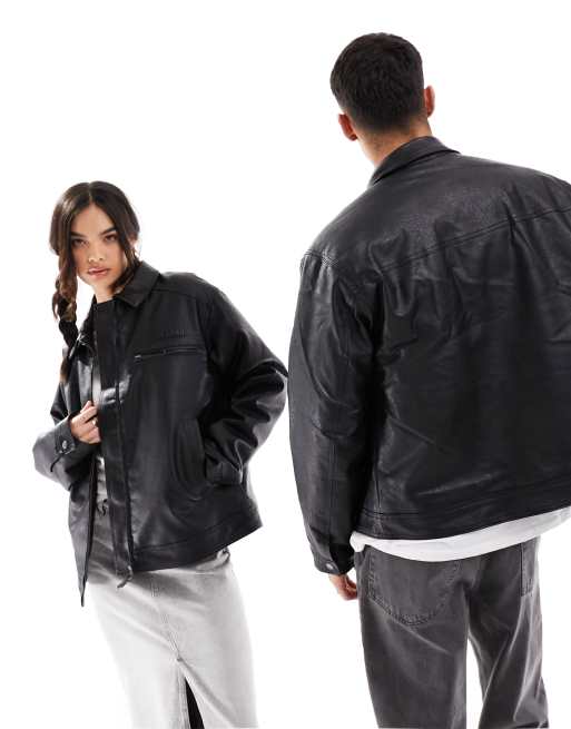 Asos vintage leather jacket hot sale