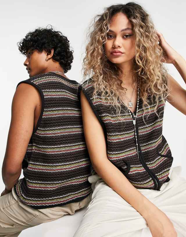 Reclaimed Vintage unisex zip up knitted vest