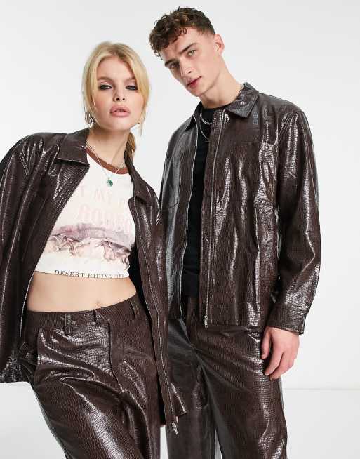 Asos reclaimed vintage leather sale jacket
