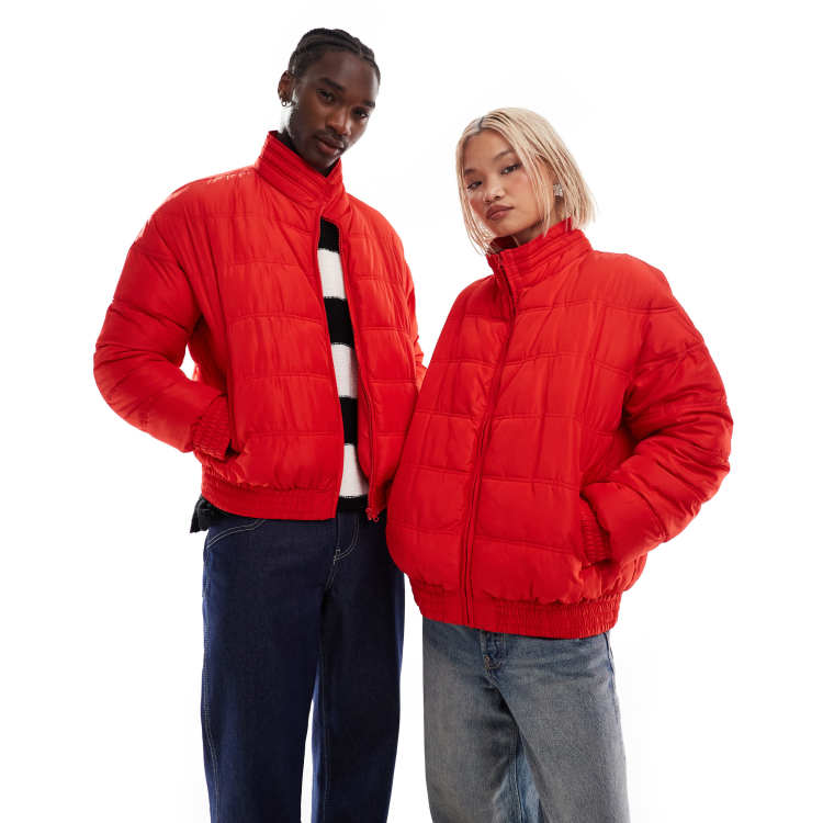 Red puffy jackets deals