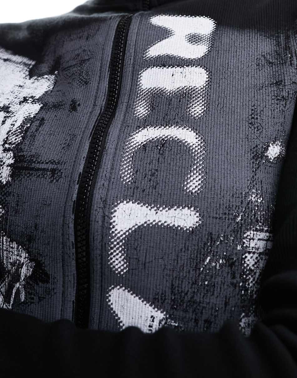 Reclaimed Vintage unisex zip up top in spray print 1