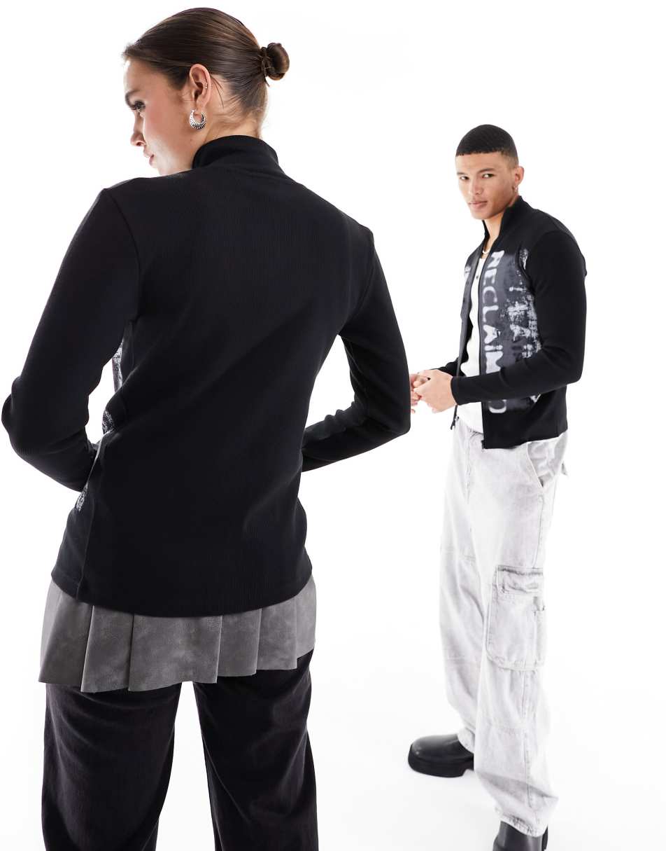 Reclaimed Vintage unisex zip up top in spray print 2
