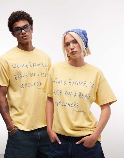 Reclaimed Vintage Unisex – Żółty T-shirt z grafiką - view 1