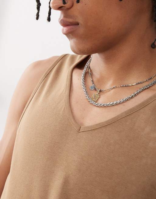 Reclaimed Vintage v neck relaxed fit tank top in washed brown, 3 of 4