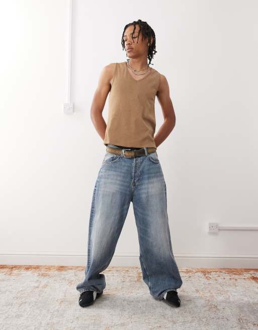Reclaimed Vintage v neck relaxed fit tank top in washed brown, 4 of 4