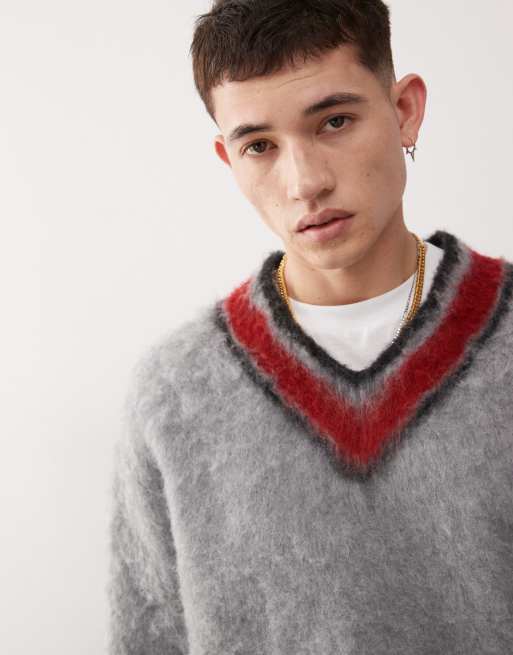 Grey and red jumper top