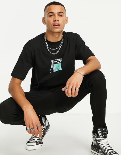 Reclaimed Vintage van gogh cotton t-shirt in black - BLACK | ASOS