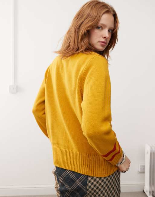 Yellow varsity sweater on sale