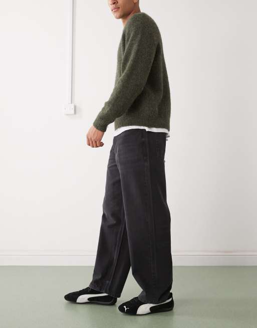 Reclaimed Vintage - Vasket sorte afslappede denimjeans med lige ben, 2 af 5