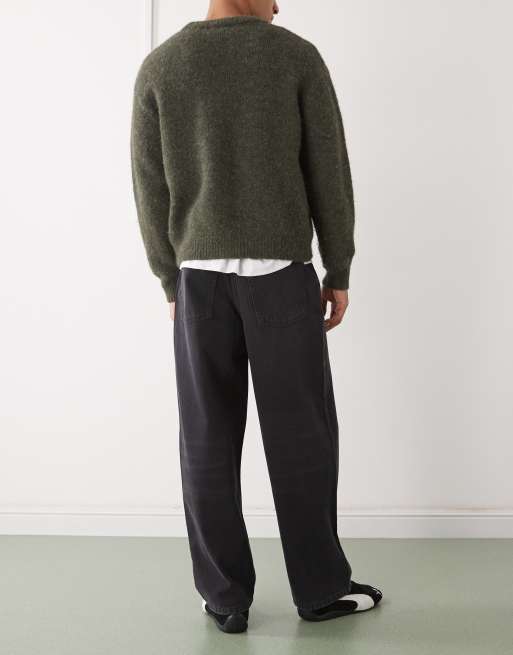 Reclaimed Vintage - Vasket sorte afslappede denimjeans med lige ben, 3 af 5