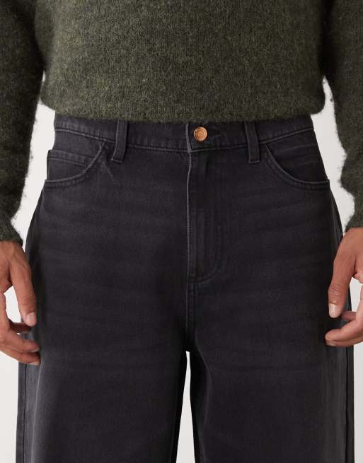 Reclaimed Vintage - Vasket sorte afslappede denimjeans med lige ben, 4 af 5