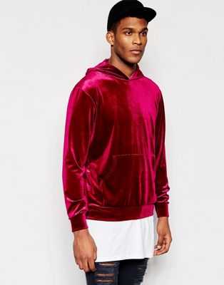 burgundy velour hoodie