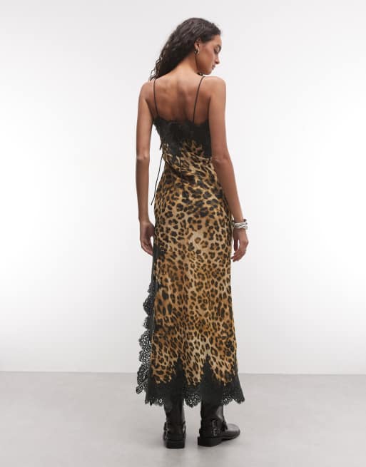 Reclaimed Vintage velour slipkjole med animal print, 3 af 4
