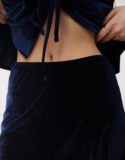 Reclaimed Vintage velvet party mini skirt in navy - part of a set
