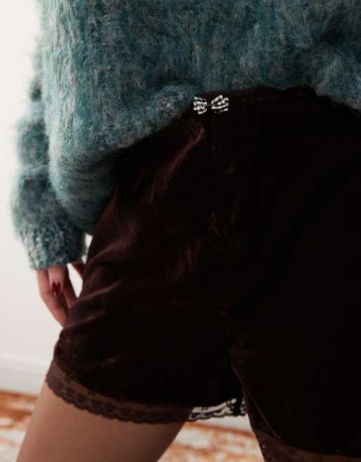 Velvet lace shorts outlet