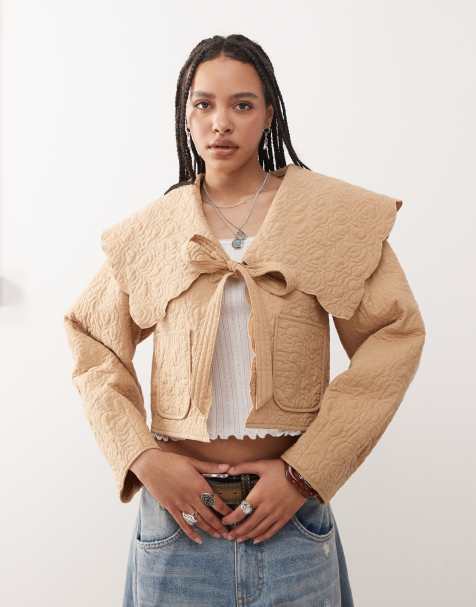 Reclaimed Vintage - Veste à col volanté et manches amovible - Beige - view 1