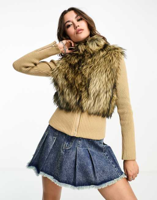 Reclaimed Vintage - Veste à empiècement en fausse fourrure