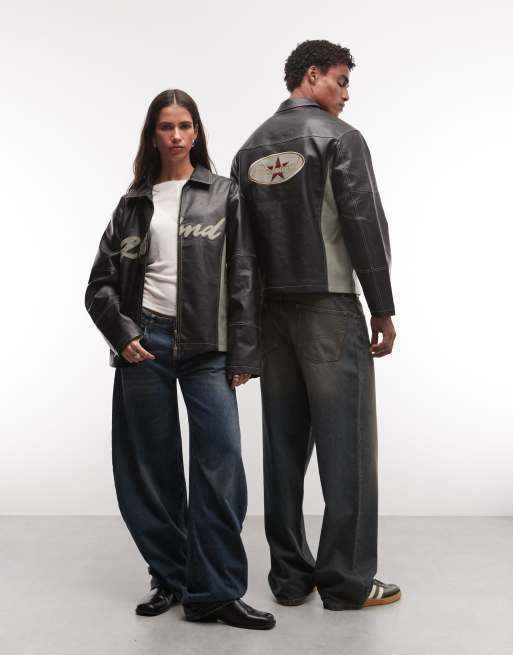 Reclaimed Vintage veste de motard unisexe avec logo, 3 de 4