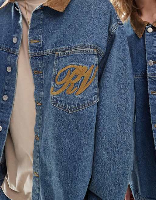 Reclaimed Vintage - Veste d'ensemble unisexe en jean style western - Bleu délavé, 4 de 4