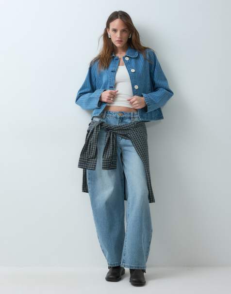 Reclaimed Vintage veste en jean rayée bleu moyen - view 1